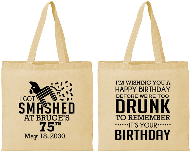 Personalized Birthday Cotton Tote Bags - 75th | 20195