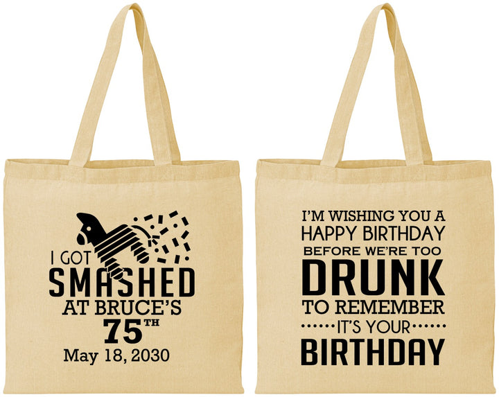 Personalized Birthday Cotton Tote Bags - 75th | 20195
