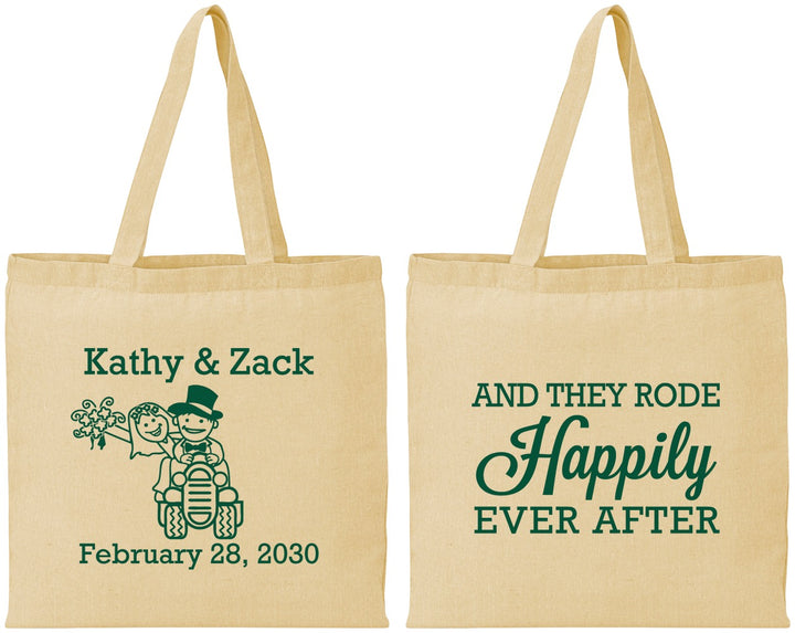 Personalized Wedding Cotton Tote Bags - Happily Ever After Tractor | 202