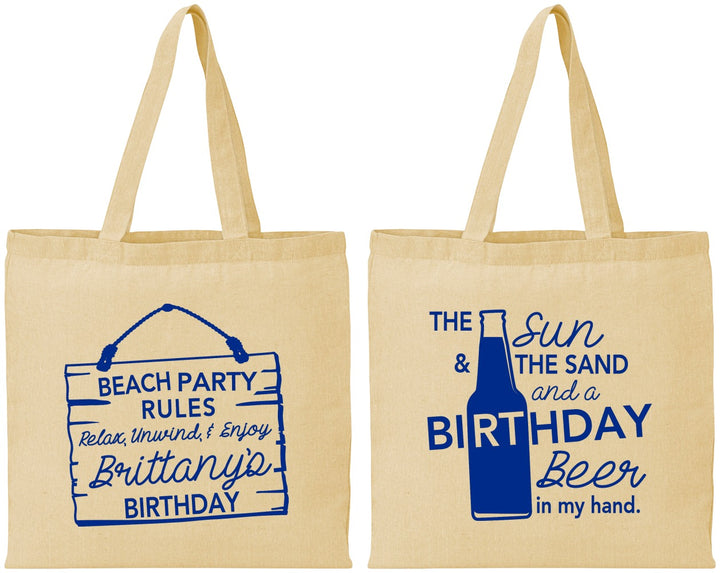 Personalized Birthday Cotton Tote Bags - Beach | 20200