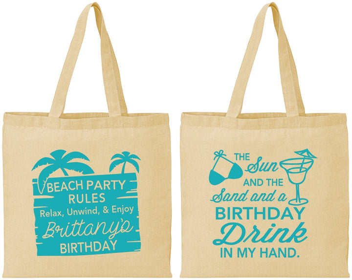 Personalized Birthday Cotton Tote Bags - Beach | 20201
