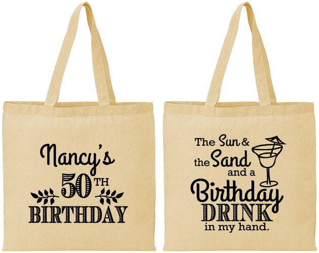 Personalized Birthday Cotton Tote Bags - 50th | 20203