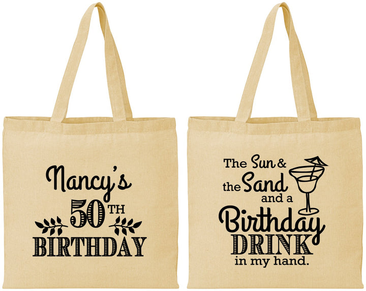 Personalized Birthday Cotton Tote Bags - 50th | 20203
