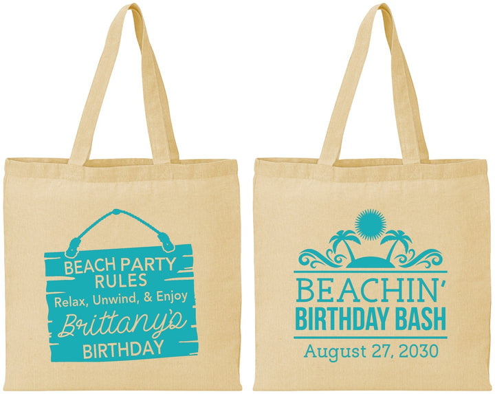 Personalized Birthday Cotton Tote Bags - Beach | 20211