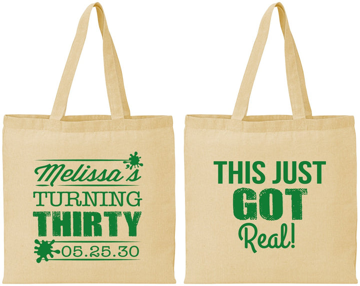 Personalized Birthday Cotton Tote Bags - 30th | 20213