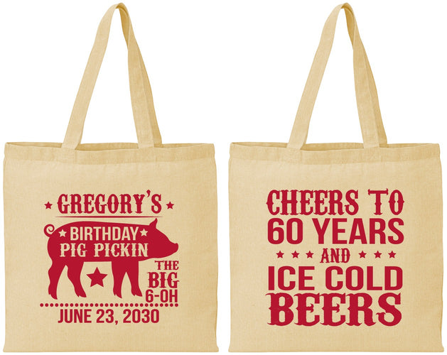 Personalized Birthday Cotton Tote Bags - 60th Barbeque Bbq | 20217