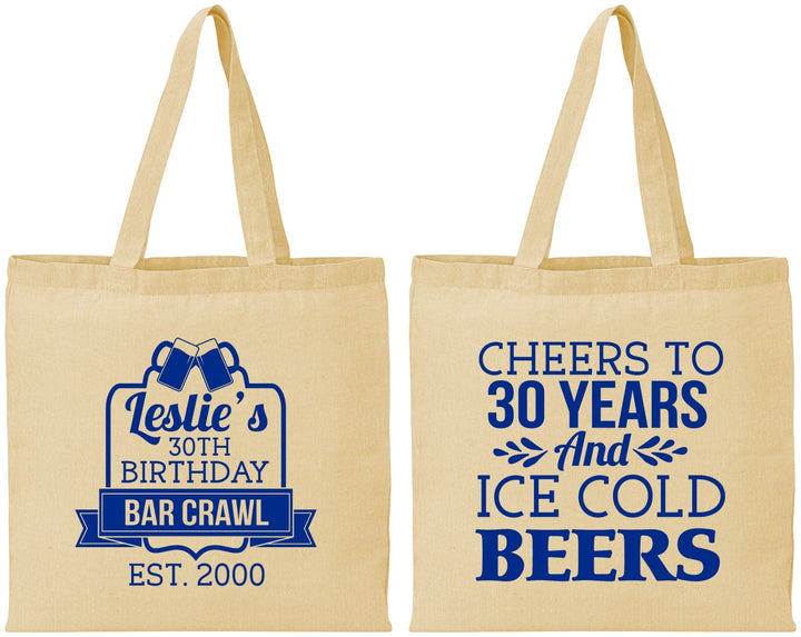 Personalized Birthday Cotton Tote Bags - 30th | 20218