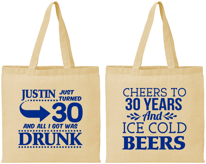 Personalized Birthday Cotton Tote Bags - Cheers To 30 Years | 20219