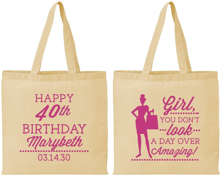 Personalized Birthday Cotton Tote Bags - 40th | 20223