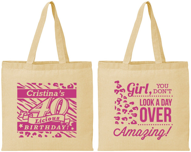 Personalized Birthday Cotton Tote Bags - 40th | 20224