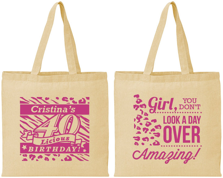 Personalized Birthday Cotton Tote Bags - 40th | 20224