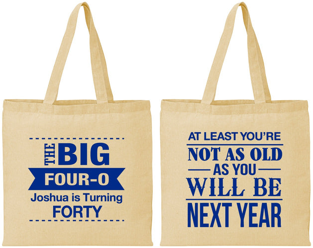 Personalized Birthday Cotton Tote Bags - 40th | 20225