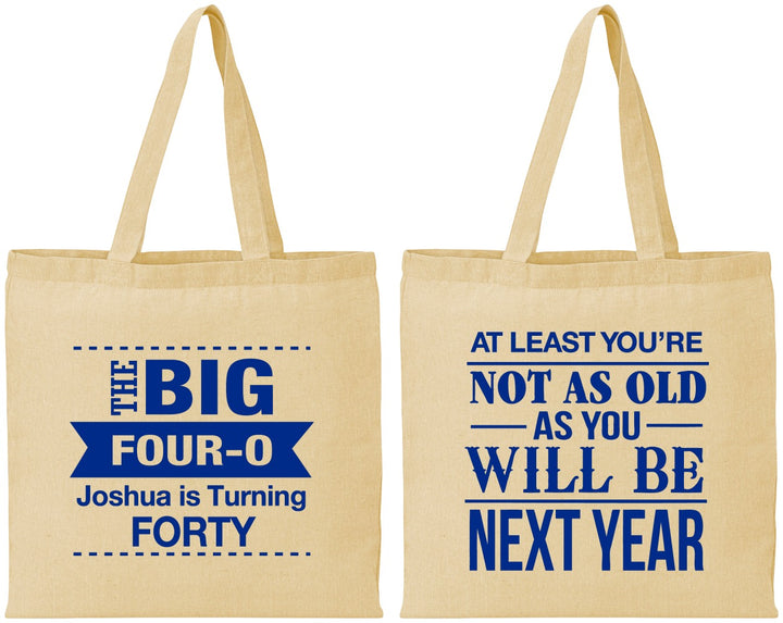 Personalized Birthday Cotton Tote Bags - 40th | 20225