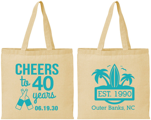 Personalized Birthday Cotton Tote Bags - 40th Beach | 20226