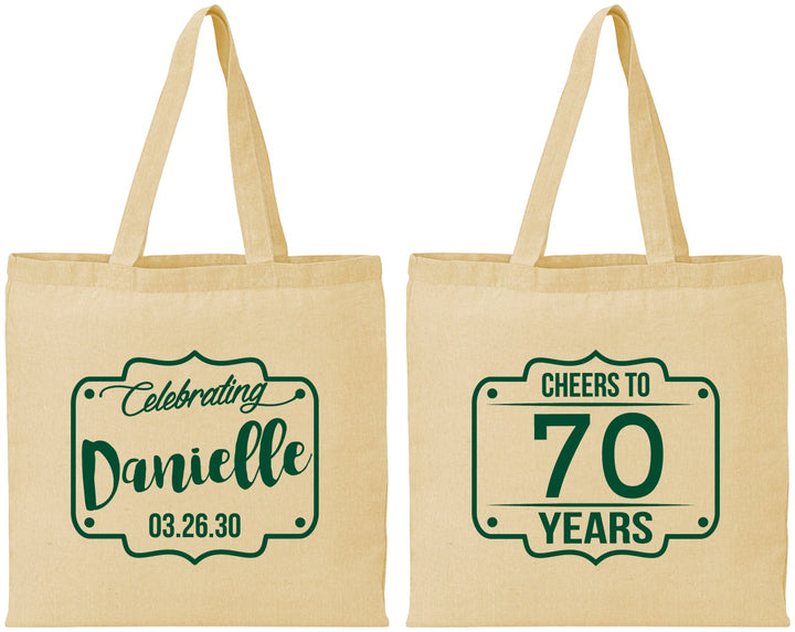 Personalized Birthday Cotton Tote Bags - Cheers To 70 Years | 20227