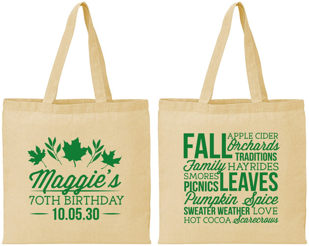 Personalized Birthday Cotton Tote Bags - 70th Fall | 20228