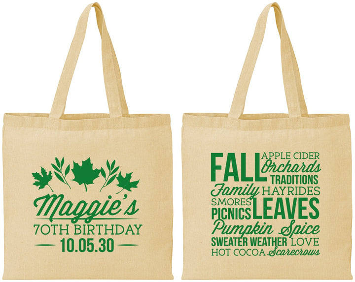 Personalized Birthday Cotton Tote Bags - 70th Fall | 20228