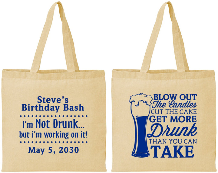 Personalized Birthday Cotton Tote Bags - Beer Drunk | 20230