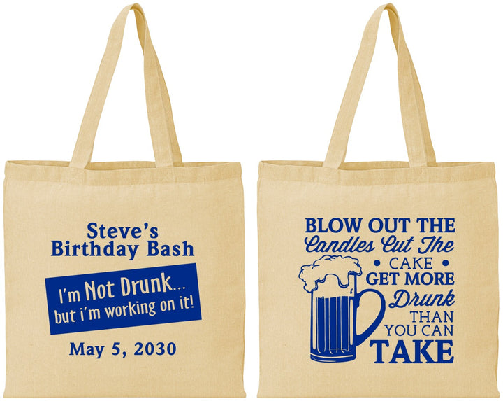 Personalized Birthday Cotton Tote Bags - Beer Drunk | 20232