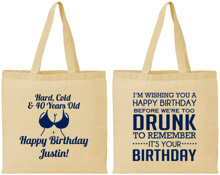 Personalized Birthday Cotton Tote Bags - 40th | 20237