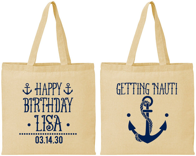 Personalized Birthday Cotton Tote Bags - Getting Nauti | 20239