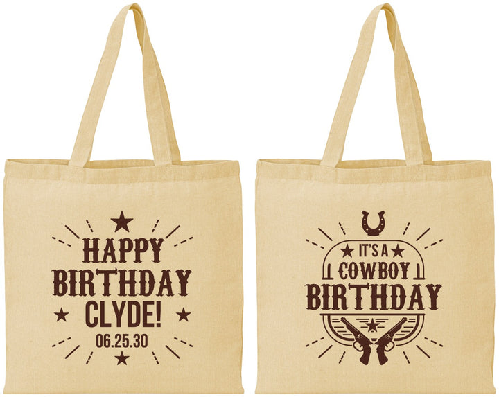 Personalized Birthday Cotton Tote Bags - Cowboy | 20244