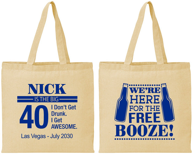 Personalized Birthday Cotton Tote Bags - 40th | 20249