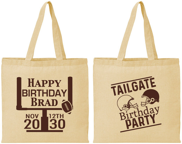 Personalized Birthday Cotton Tote Bags - Football | 20256
