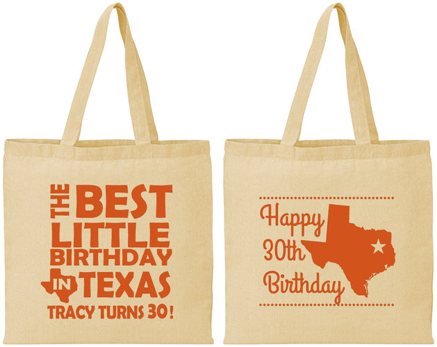 Personalized Birthday Cotton Tote Bags - 30th Texas | 20265