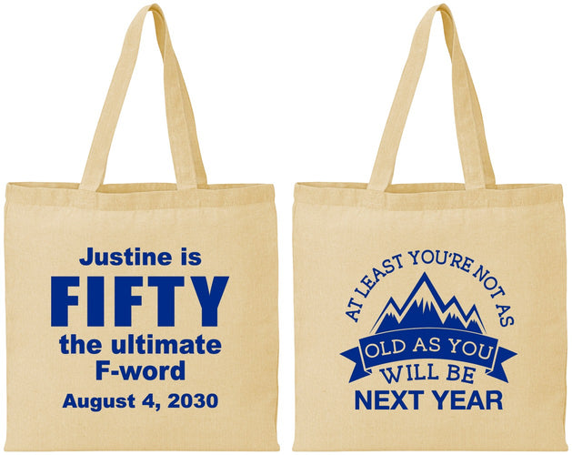 Personalized Birthday Cotton Tote Bags - 50th | 20268