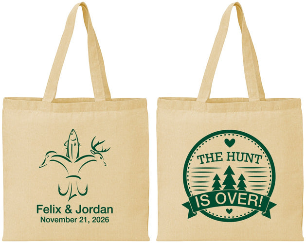 Personalized Wedding Cotton Tote Bags - The Hunt Is Over | 203