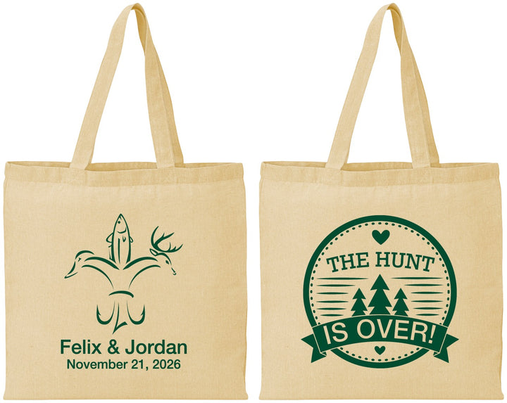 Personalized Wedding Cotton Tote Bags - The Hunt Is Over | 203
