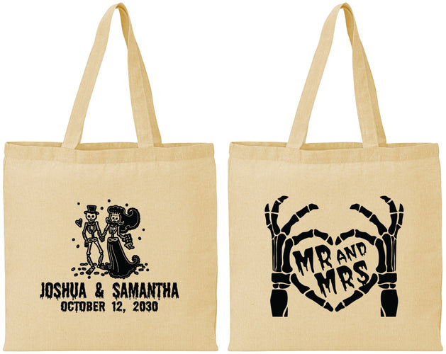 Personalized Wedding Cotton Tote Bags - Mr And Mrs Skeleton | 204