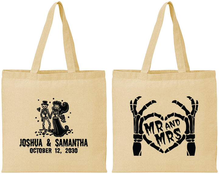 Personalized Wedding Cotton Tote Bags - Mr And Mrs Skeleton | 204