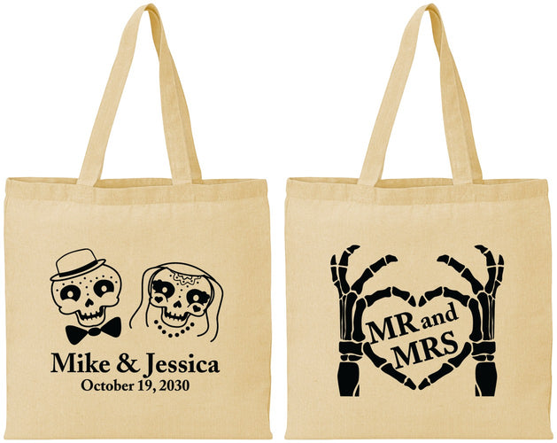 Personalized Wedding Cotton Tote Bags - Mr And Mrs Halloween | 206