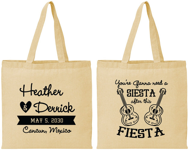 Personalized Wedding Cotton Tote Bags - Siesta Fiesta Mexico | 207