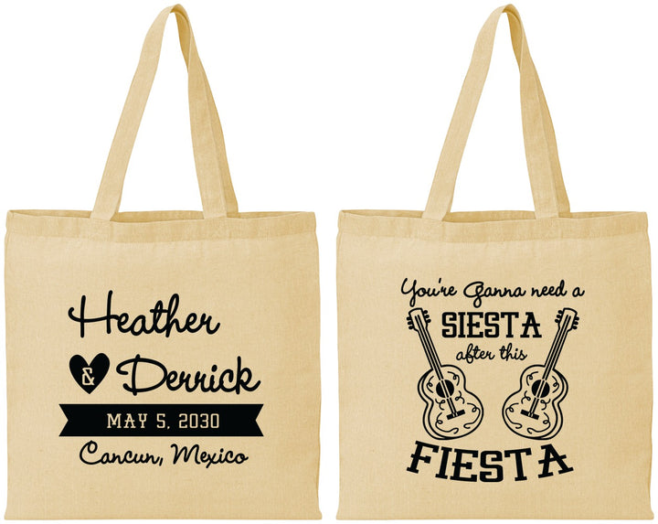 Personalized Wedding Cotton Tote Bags - Siesta Fiesta Mexico | 207