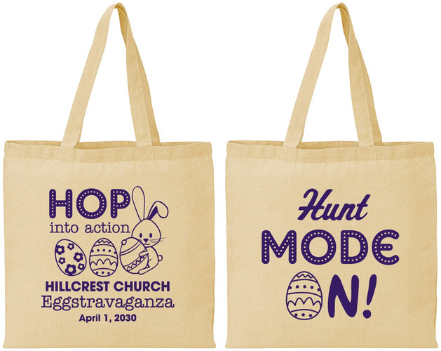 Personalized Easter Cotton Tote Bags - Hunt Mode On Bunny | 210000