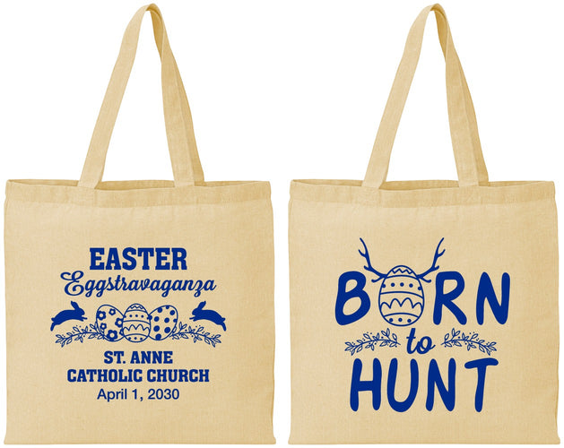 Personalized Easter Cotton Tote Bags - Born To Hunt | 210001