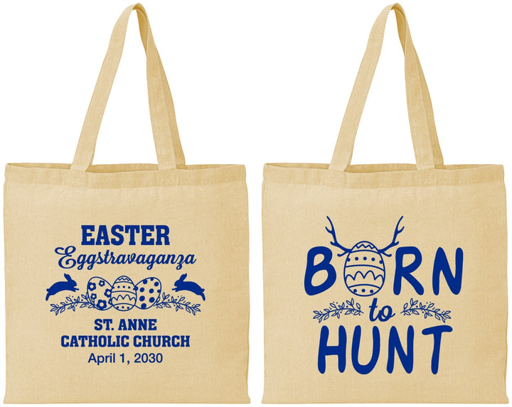 Personalized Easter Cotton Tote Bags - Born To Hunt | 210001