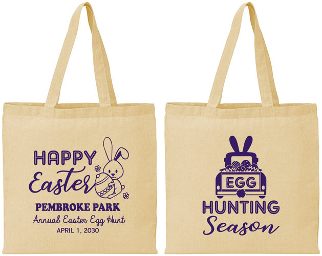 Personalized Easter Cotton Tote Bags - Egg Hunting Bunny | 210004