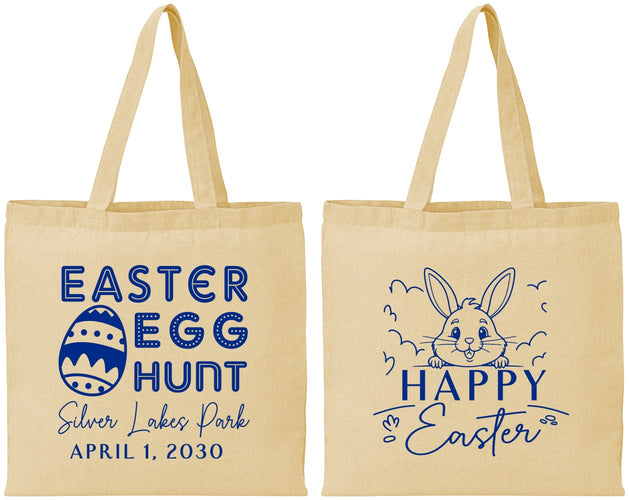 Personalized Easter Cotton Tote Bags - Egg Hunt Bunny | 210005