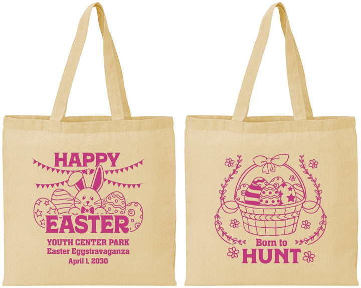 Personalized Easter Cotton Tote Bags - Born To Hunt Bunny | 210007
