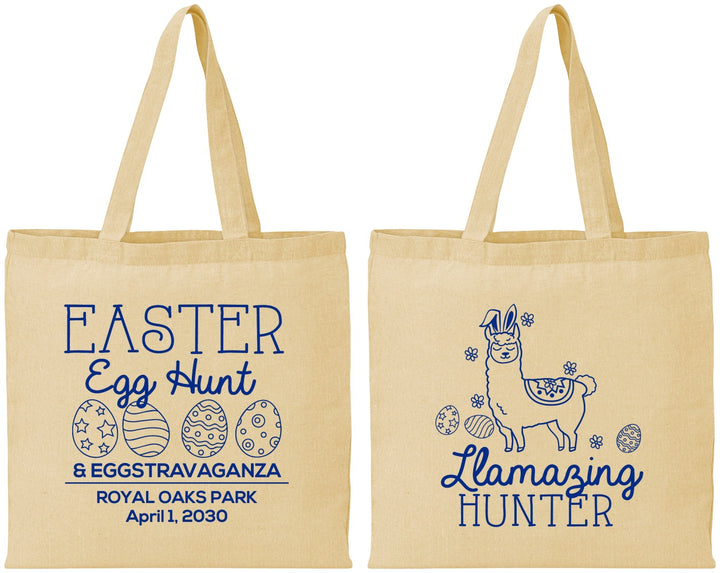 Personalized Easter Cotton Tote Bags - Llama Eggs | 210009