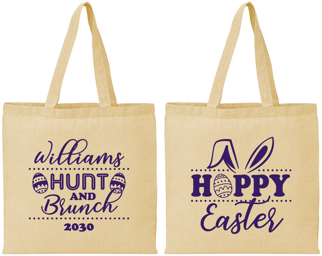 Personalized Easter Cotton Tote Bags - Hoppy Bunny Eggs | 210012