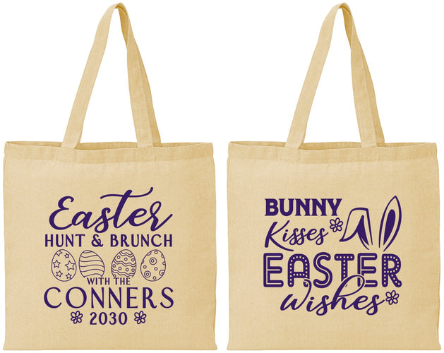 Personalized Easter Cotton Tote Bags - Bunny Kisses Eggs | 210014