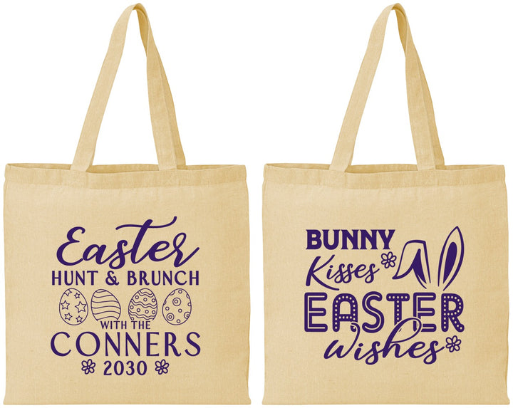 Personalized Easter Cotton Tote Bags - Bunny Kisses Eggs | 210014