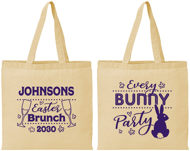 Personalized Easter Cotton Tote Bags - Every Bunny Party | 210016