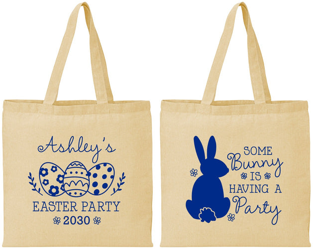 Personalized Easter Cotton Tote Bags - Bunny Eggs | 210017