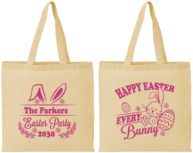 Personalized Easter Cotton Tote Bags - Bunny Eggs | 210019
